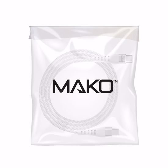 Picture of Mako Mako USB-C to USB-C 60W USB 2.0 1M Nylon Cable in White in Bulk
